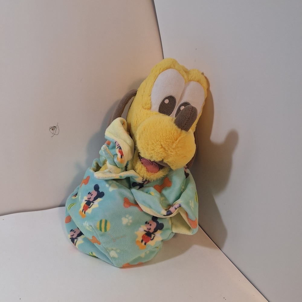 Disney Plush Baby Pluto With Mickey Mouse Baby Blanket. Super Soft